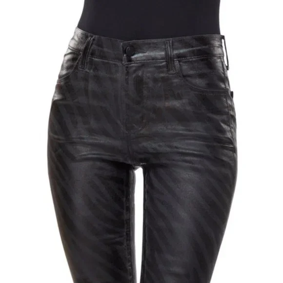 NWT J Brand black coated zebra high rise skinny jeans, 25